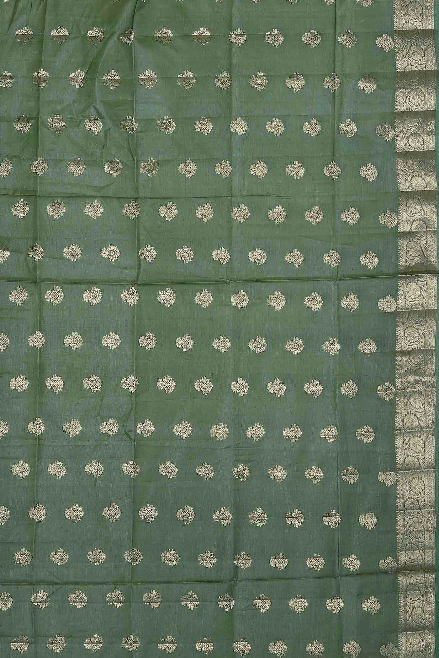 Green Banarasi Raw Silk Saree