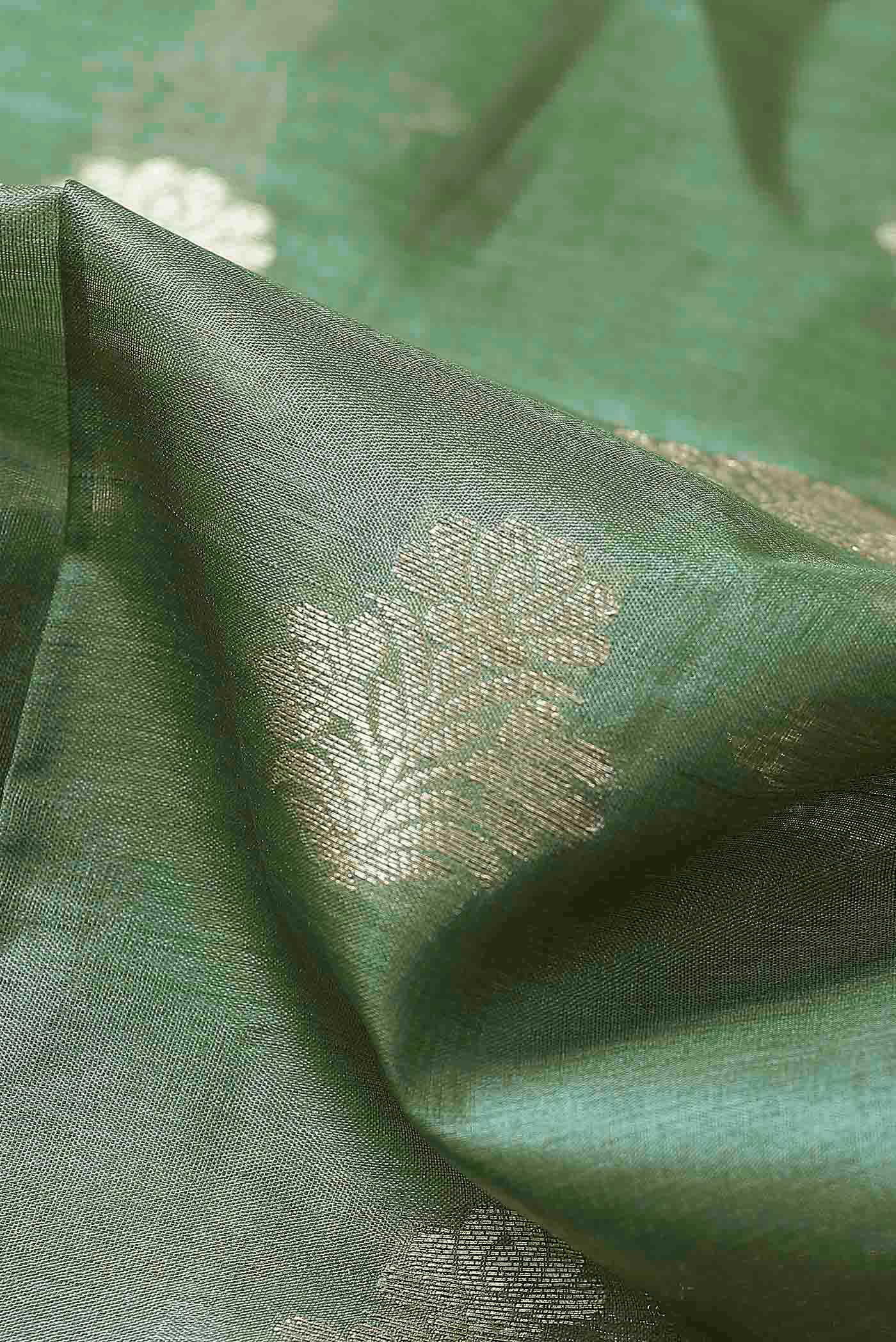 Green Banarasi Raw Silk Saree