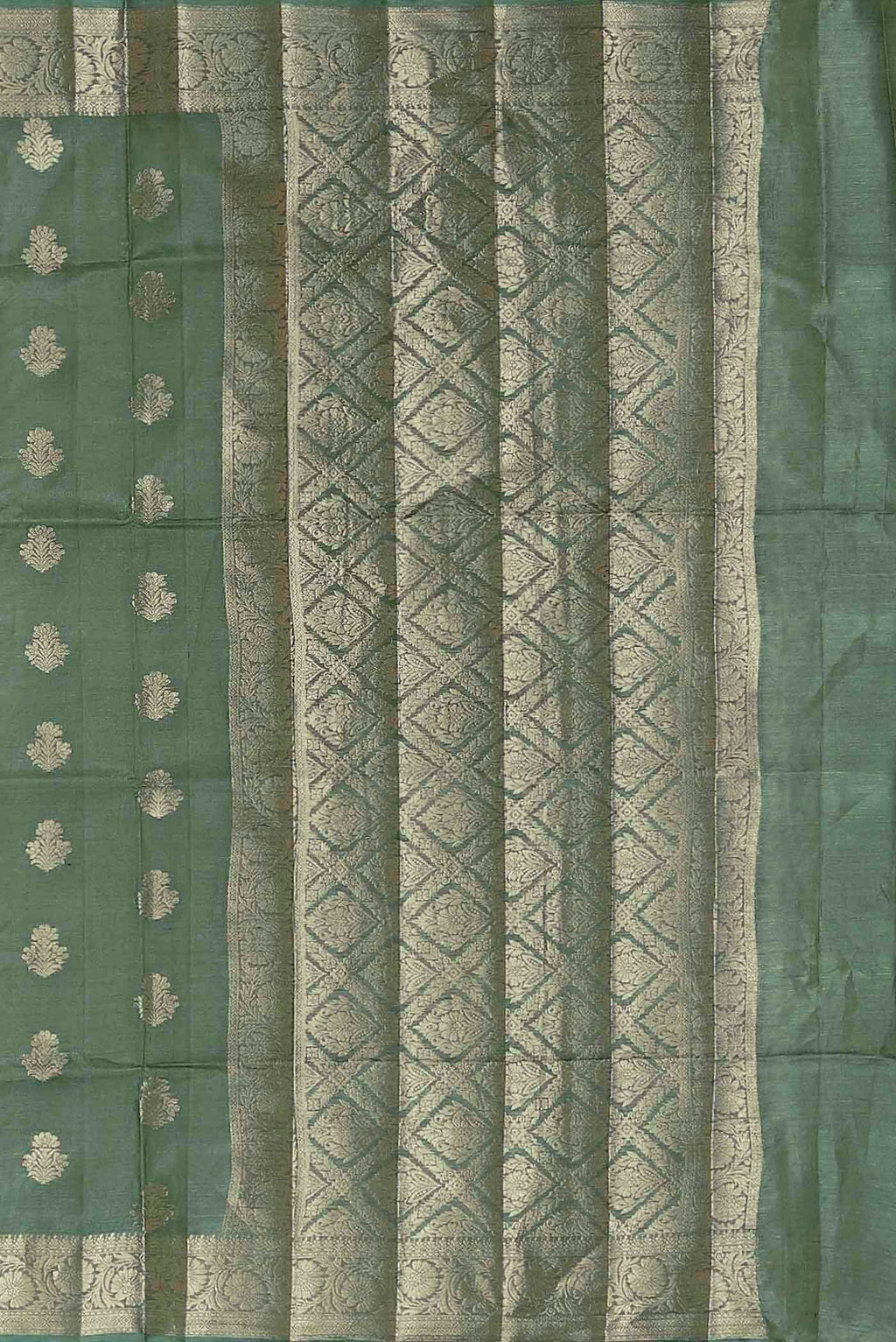 Green Banarasi Raw Silk Saree