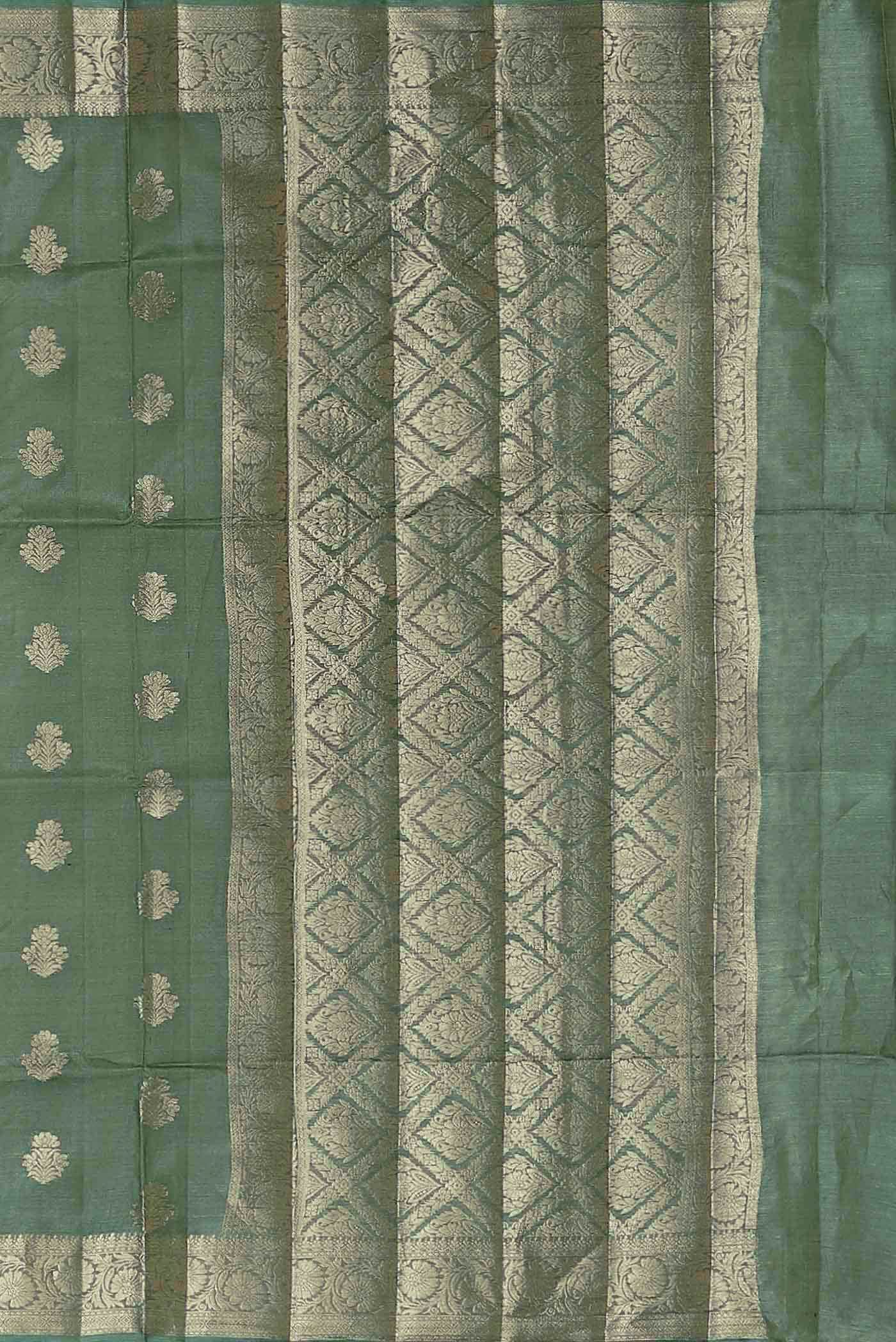 Green Banarasi Raw Silk Saree