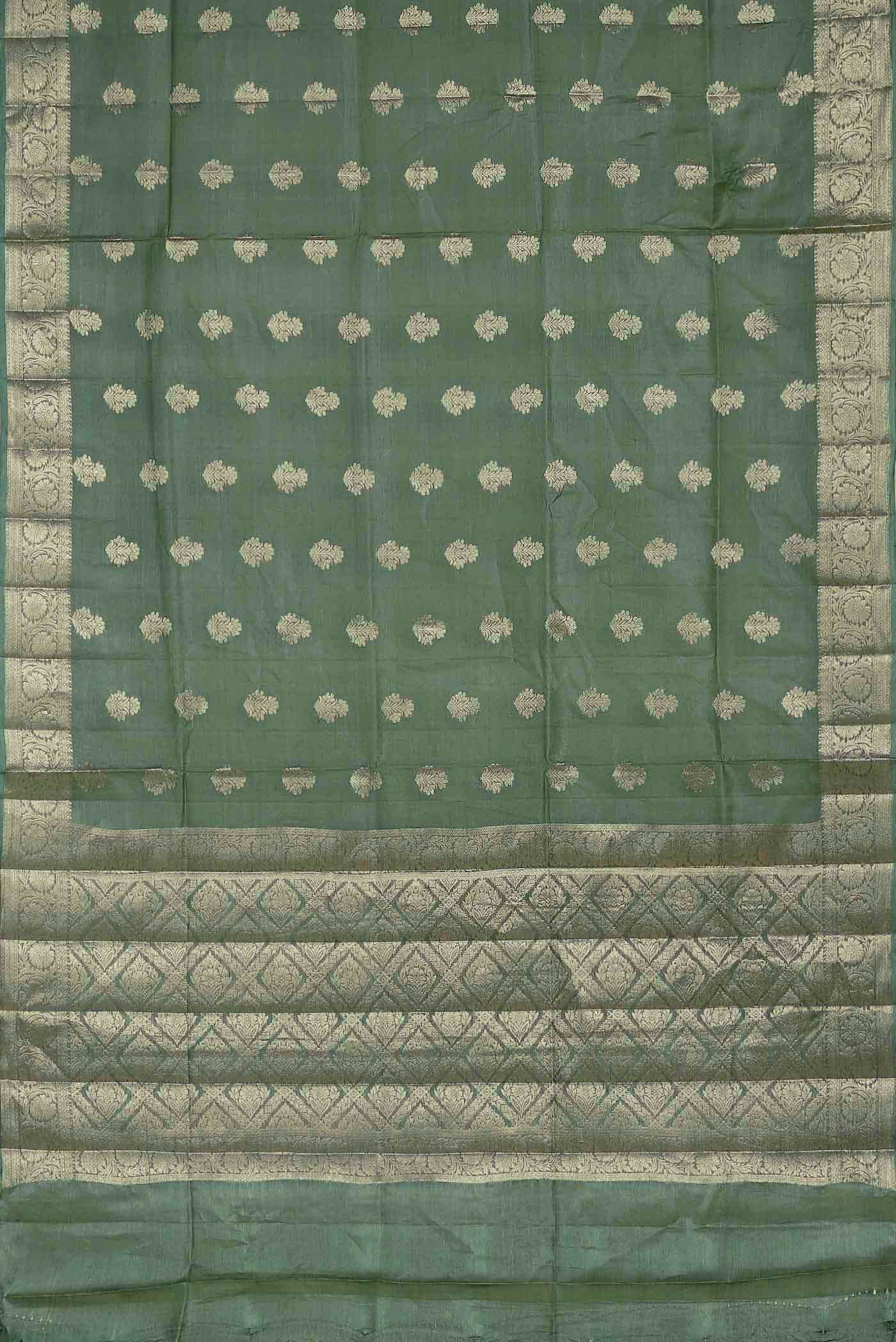 Green Banarasi Raw Silk Saree