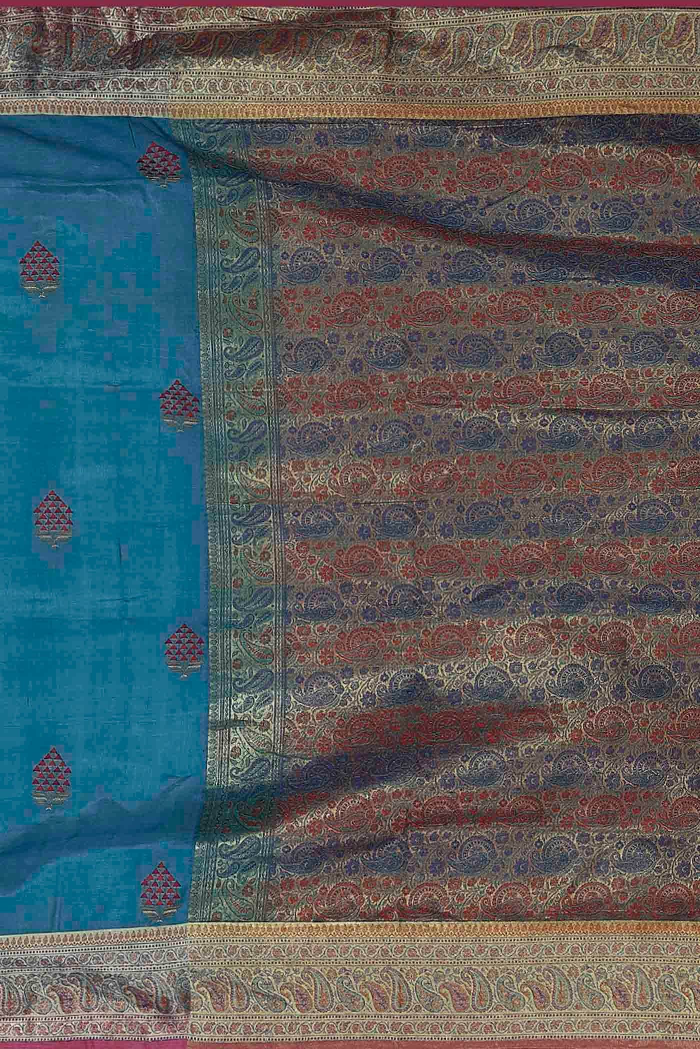 Blue Banarasi Raw Silk Saree