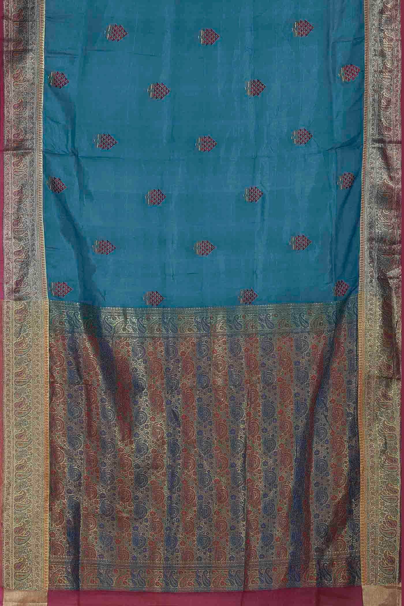 Blue Banarasi Raw Silk Saree