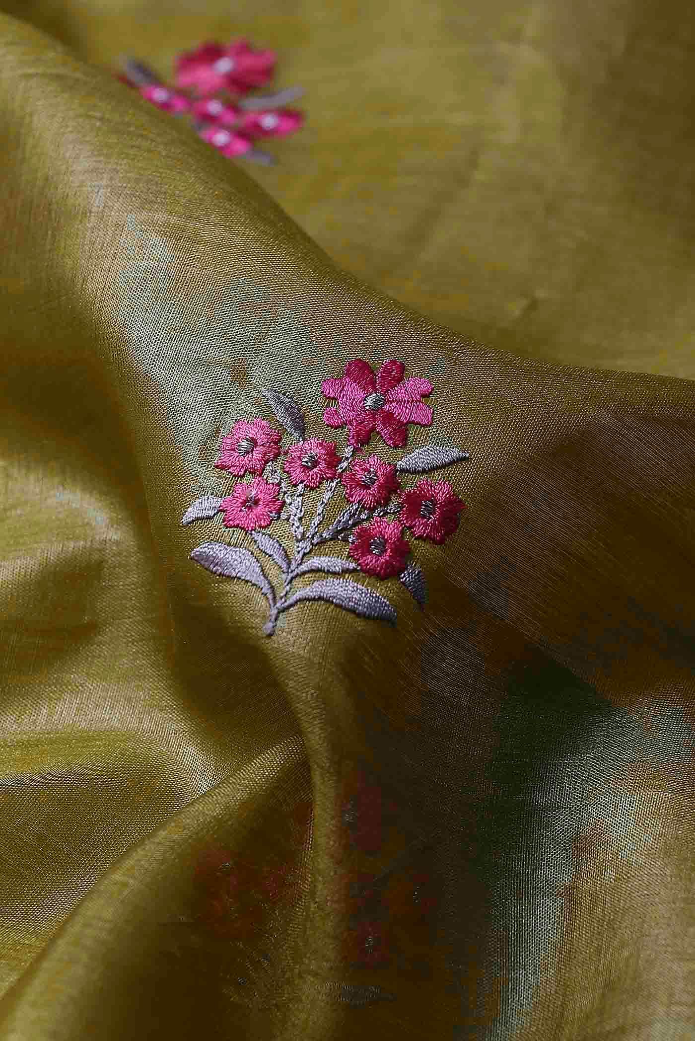 Mehandi Green Banarasi Raw Silk Saree