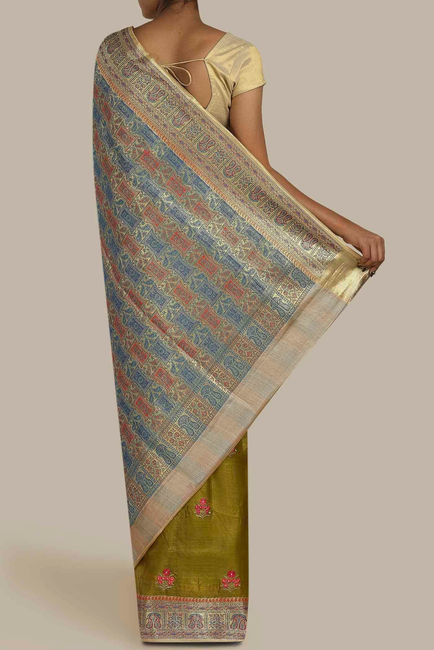 Mehandi Green Banarasi Raw Silk Saree