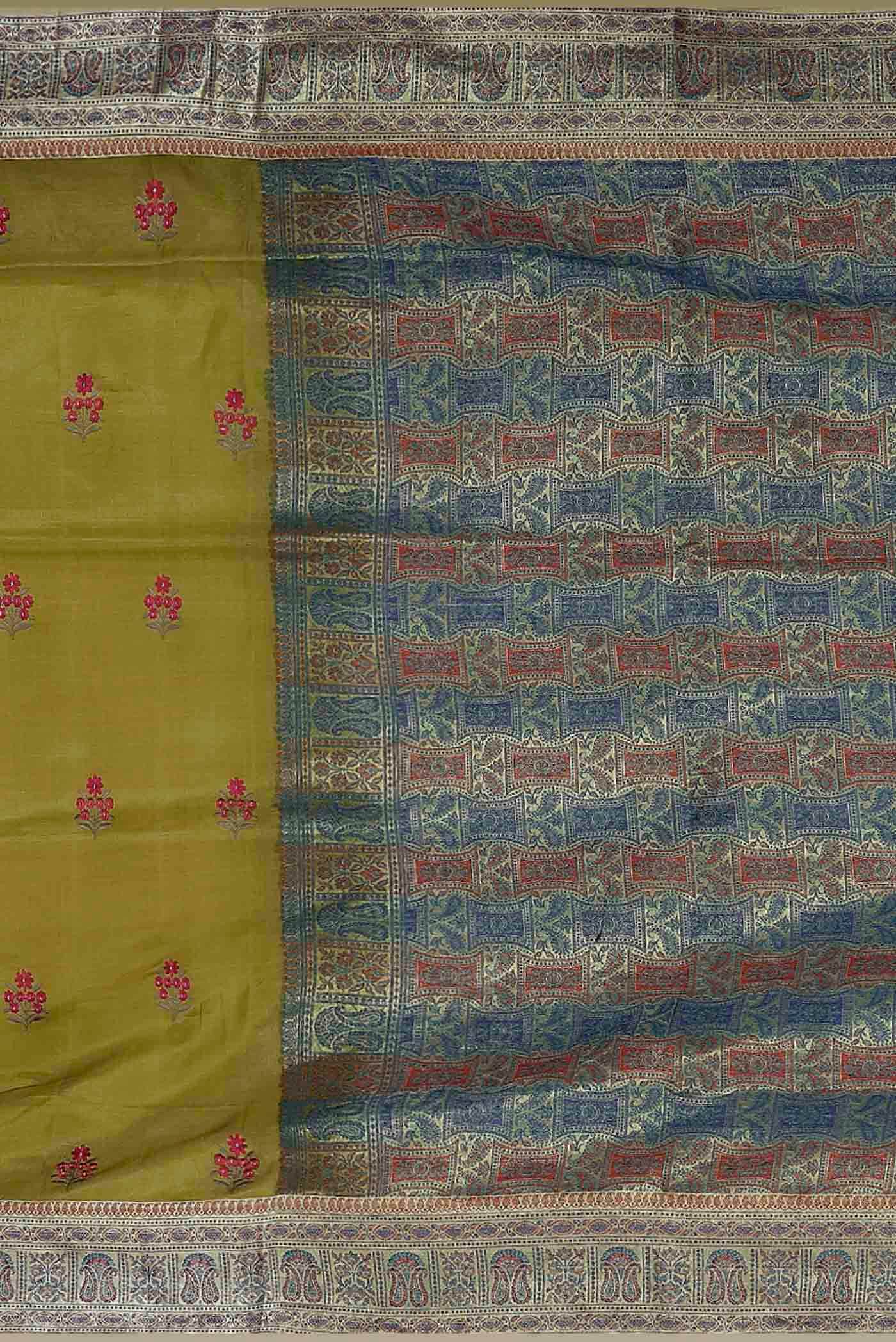 Mehandi Green Banarasi Raw Silk Saree