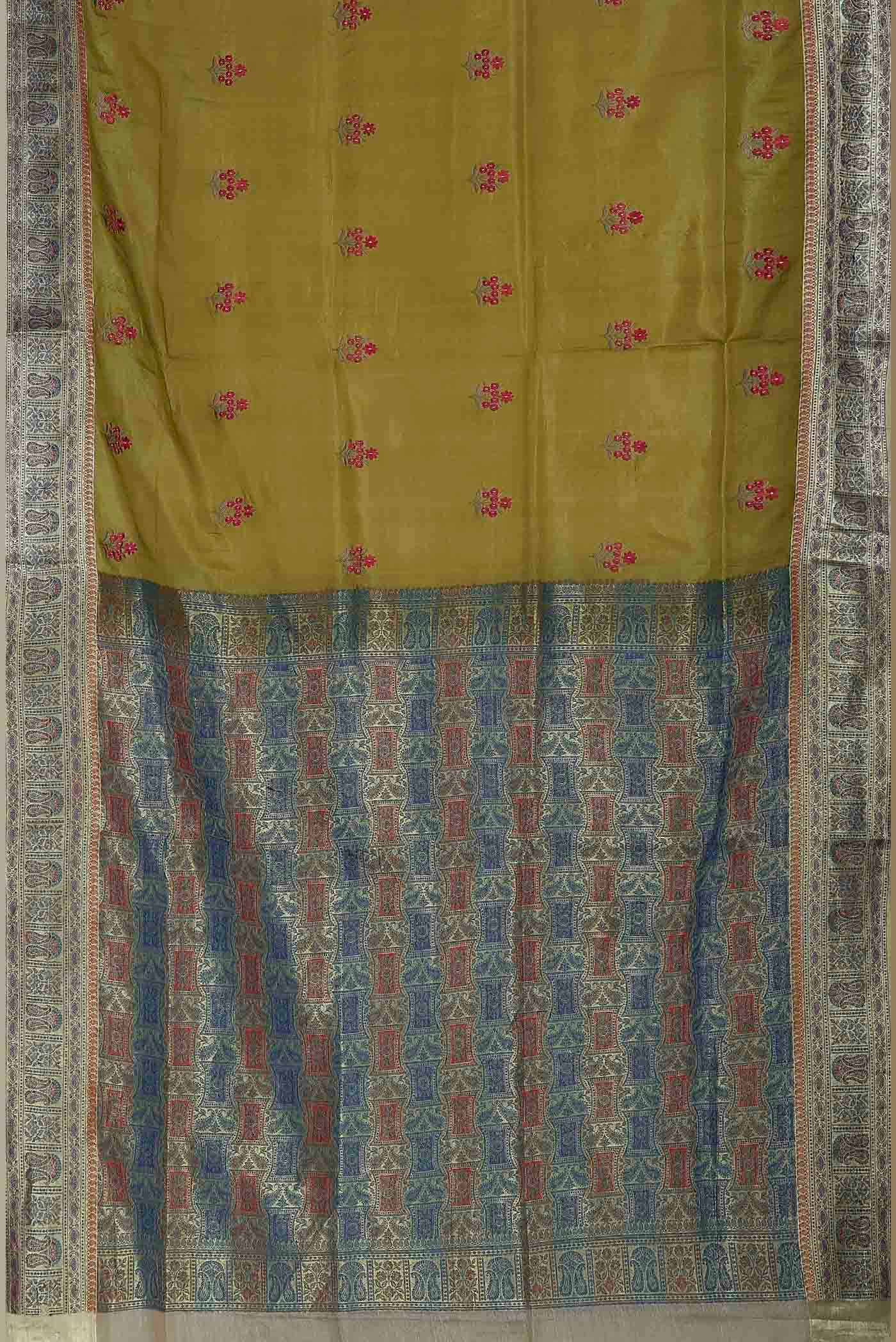 Mehandi Green Banarasi Raw Silk Saree
