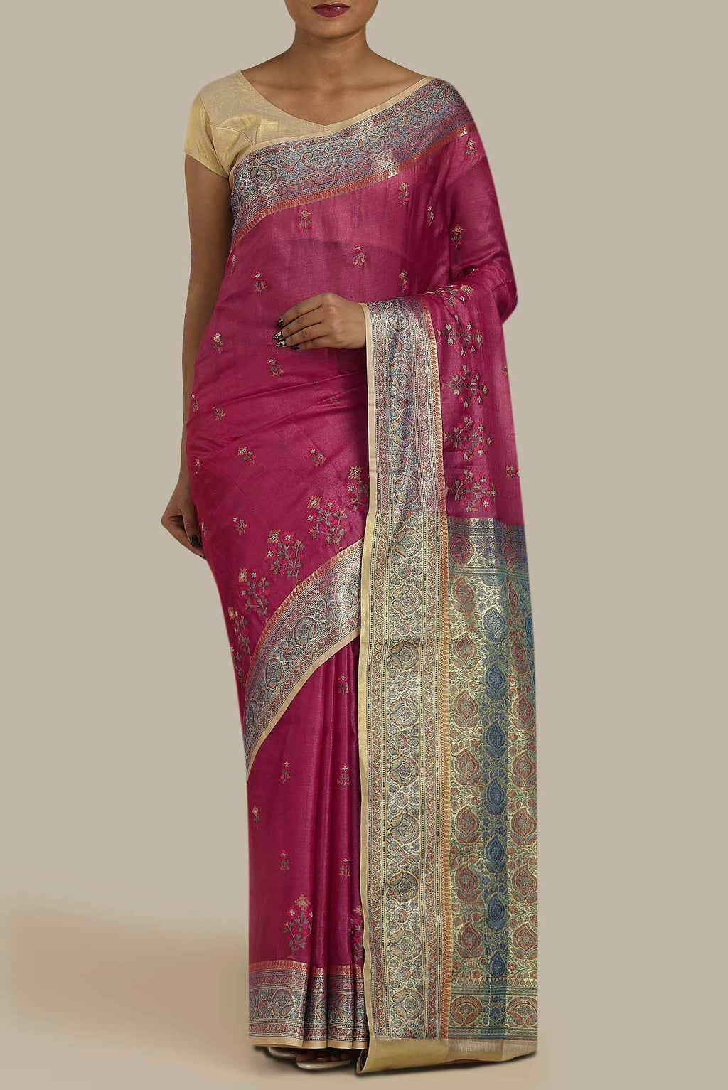 Pink Banarasi Raw Silk Saree