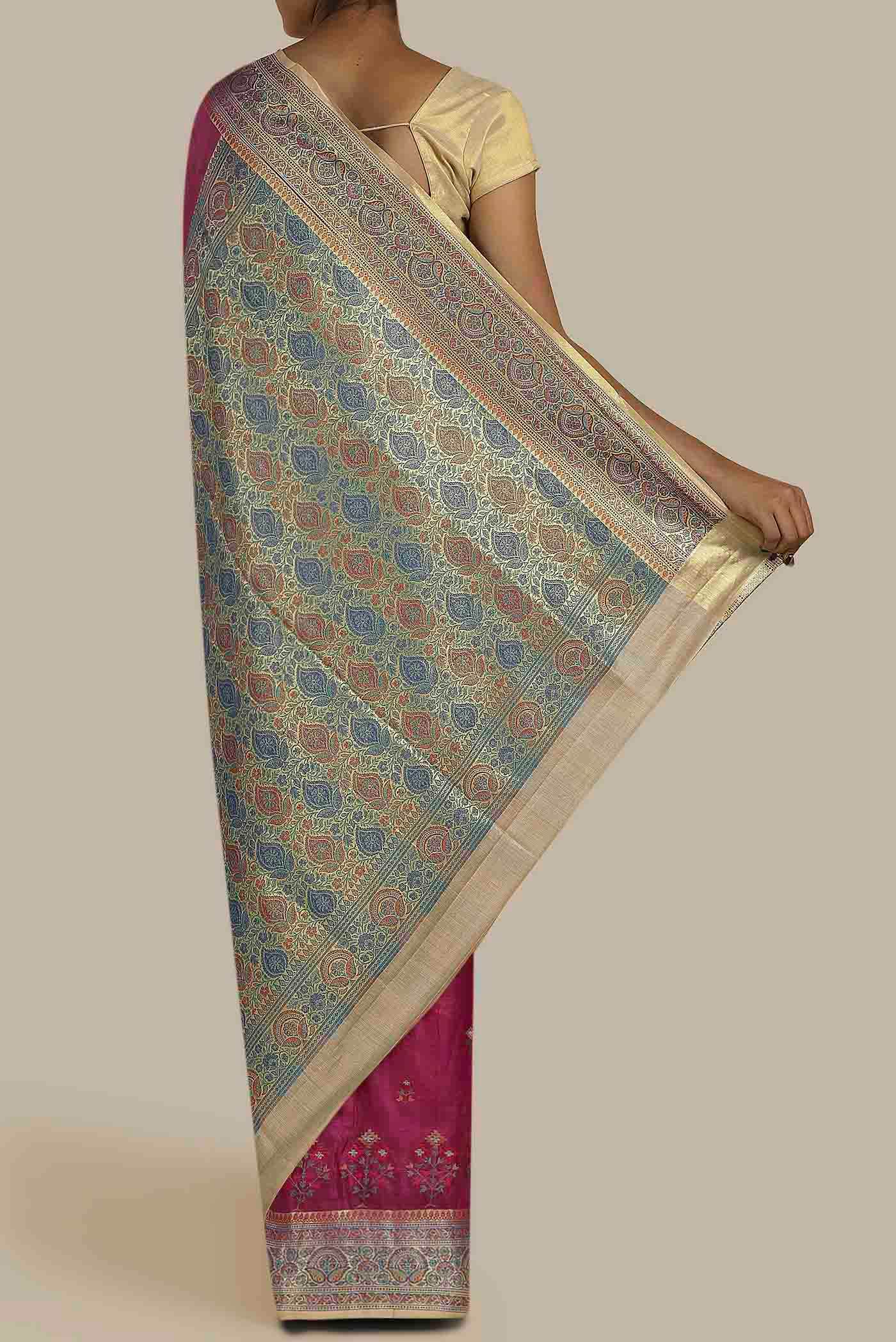 Pink Banarasi Raw Silk Saree