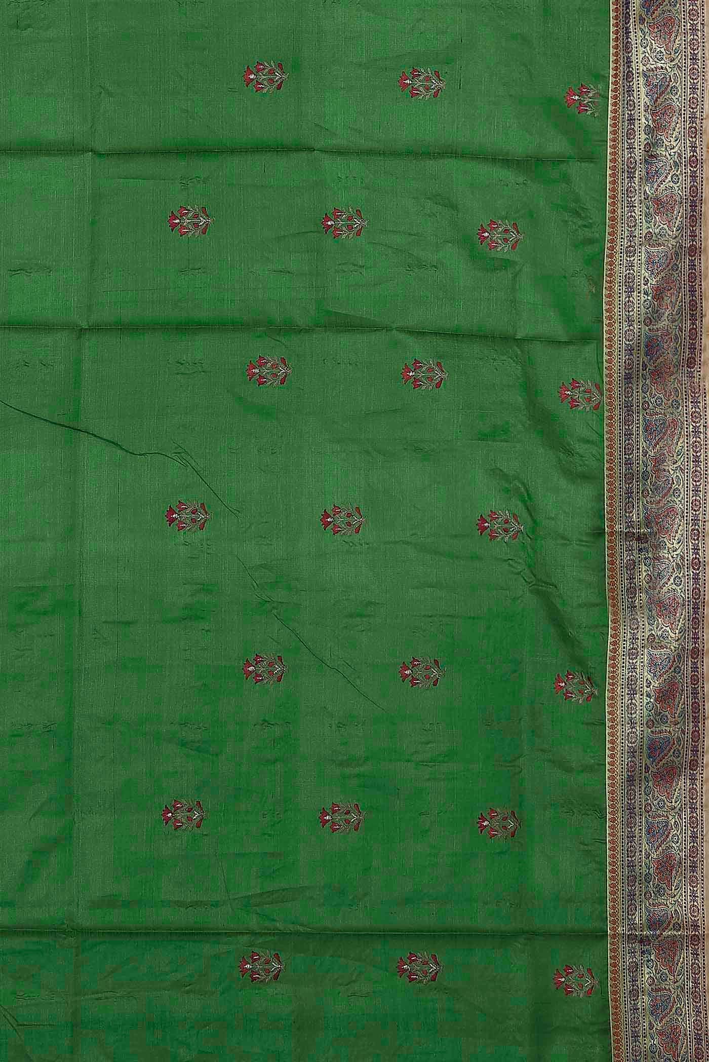 Green Banarasi Tussar Silk Saree