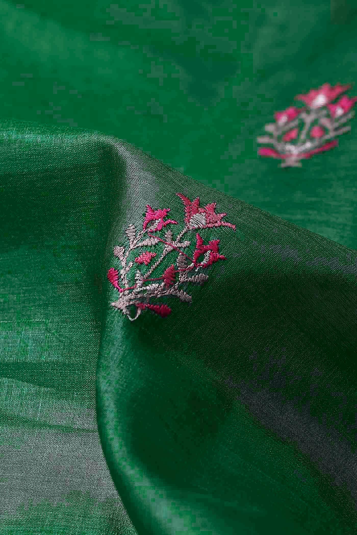Green Banarasi Tussar Silk Saree
