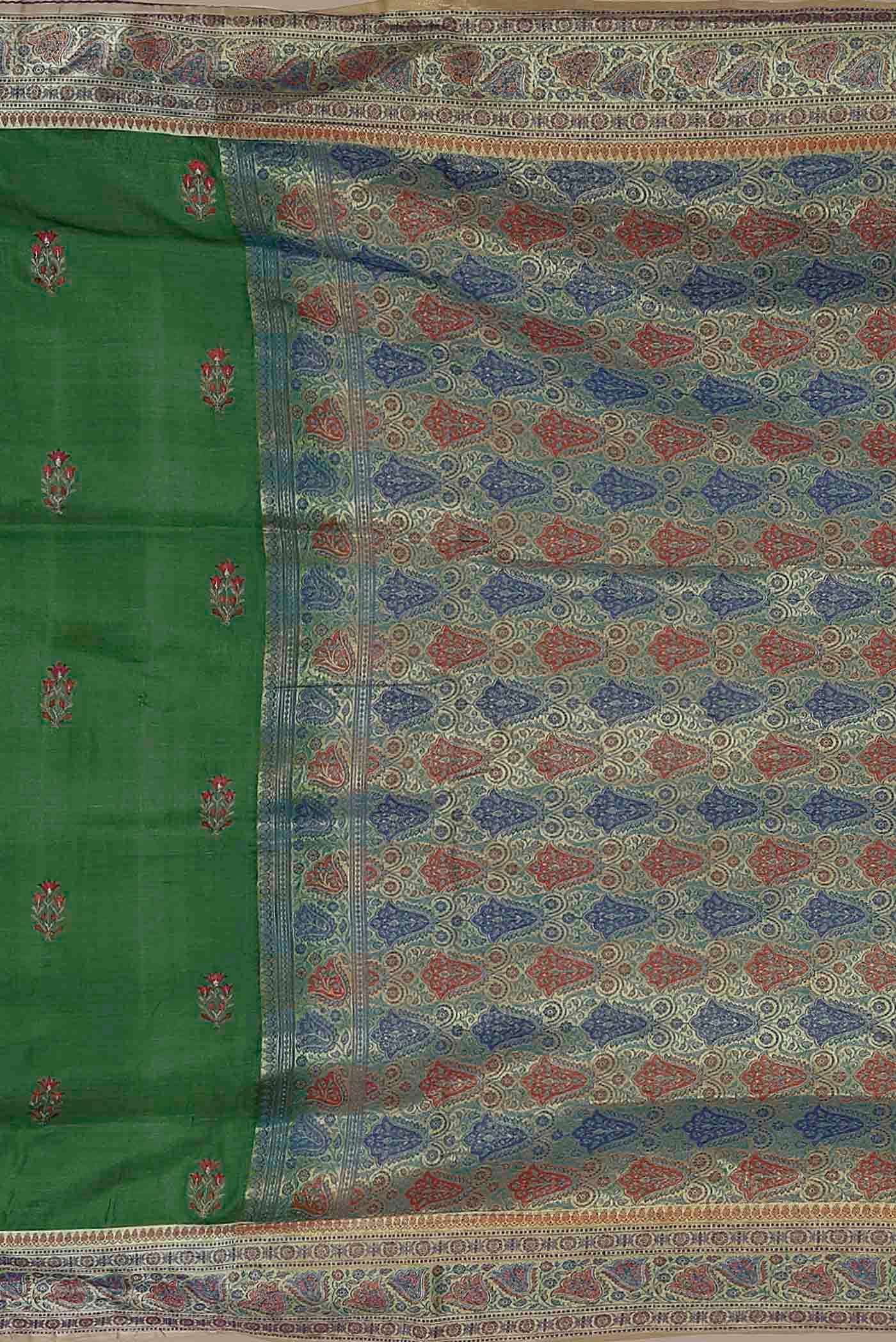 Green Banarasi Tussar Silk Saree