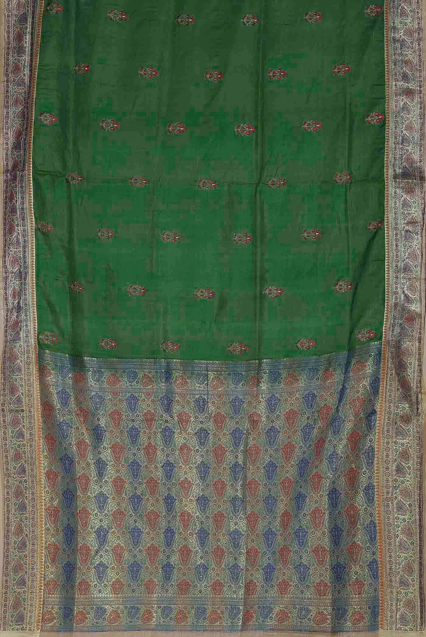 Green Banarasi Tussar Silk Saree