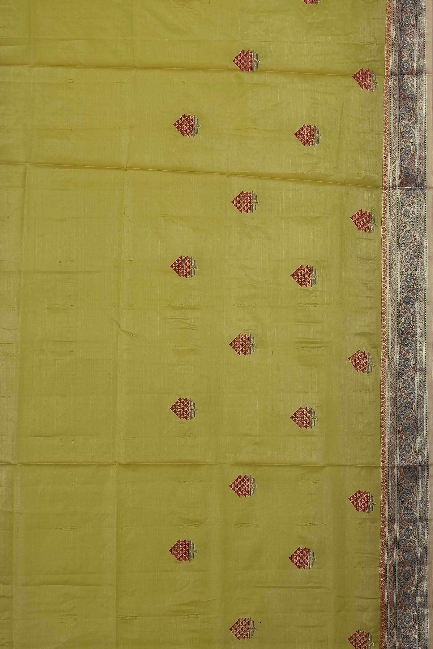 Green Banarasi Raw Silk Saree