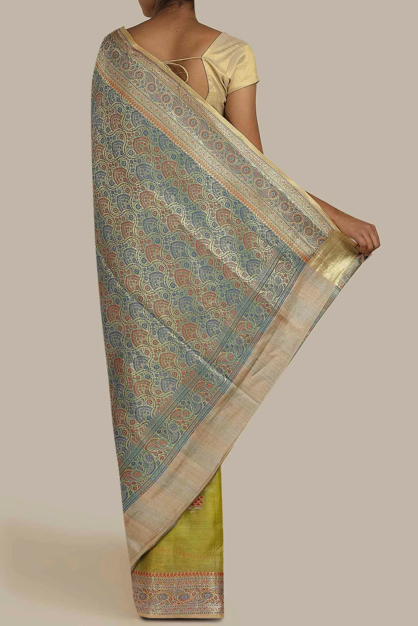 Green Banarasi Raw Silk Saree