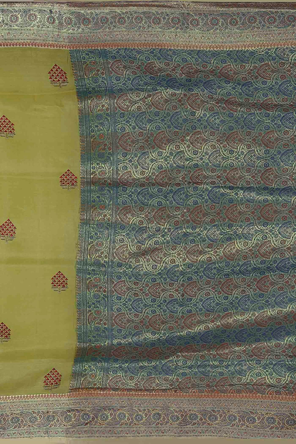 Green Banarasi Raw Silk Saree