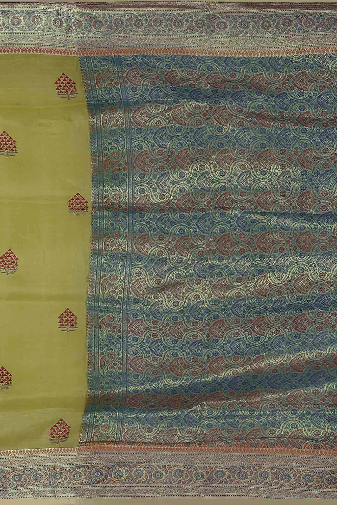 Green Banarasi Raw Silk Saree