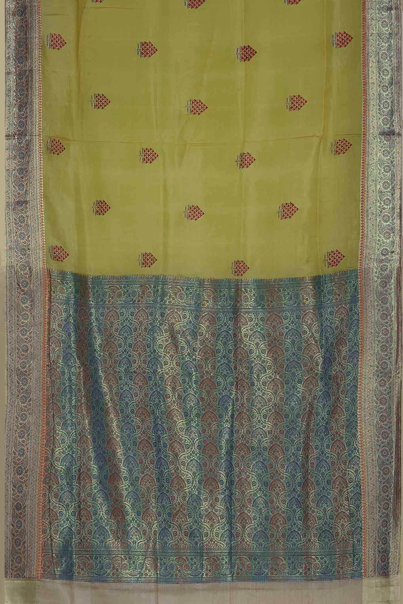 Green Banarasi Raw Silk Saree
