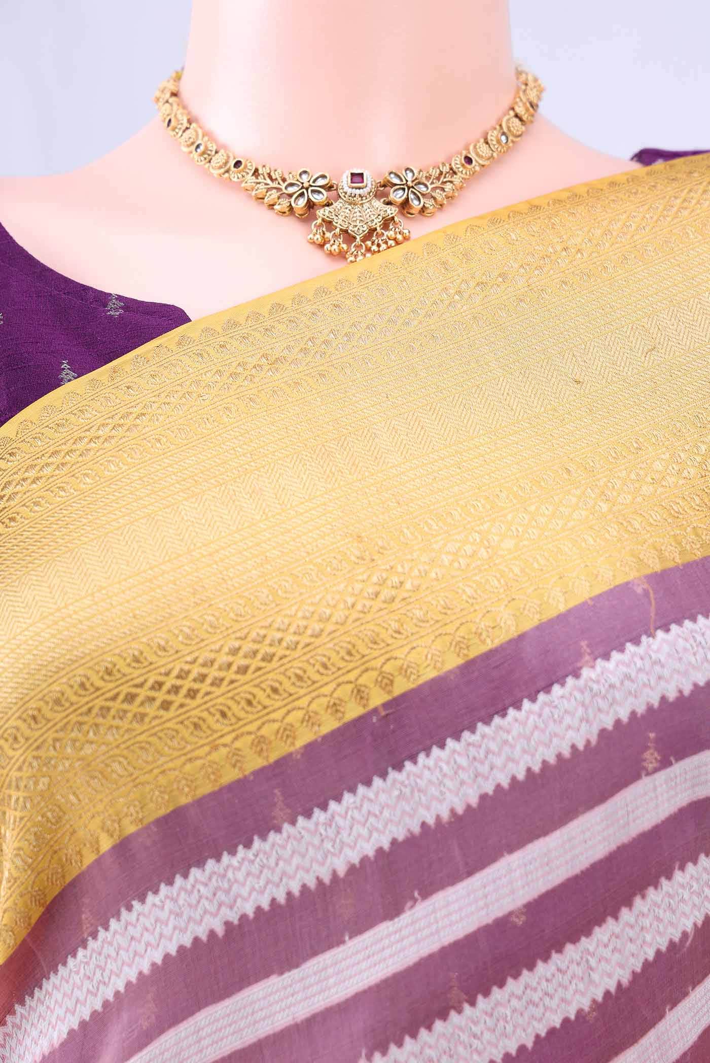 Peach Kora Silk Saree