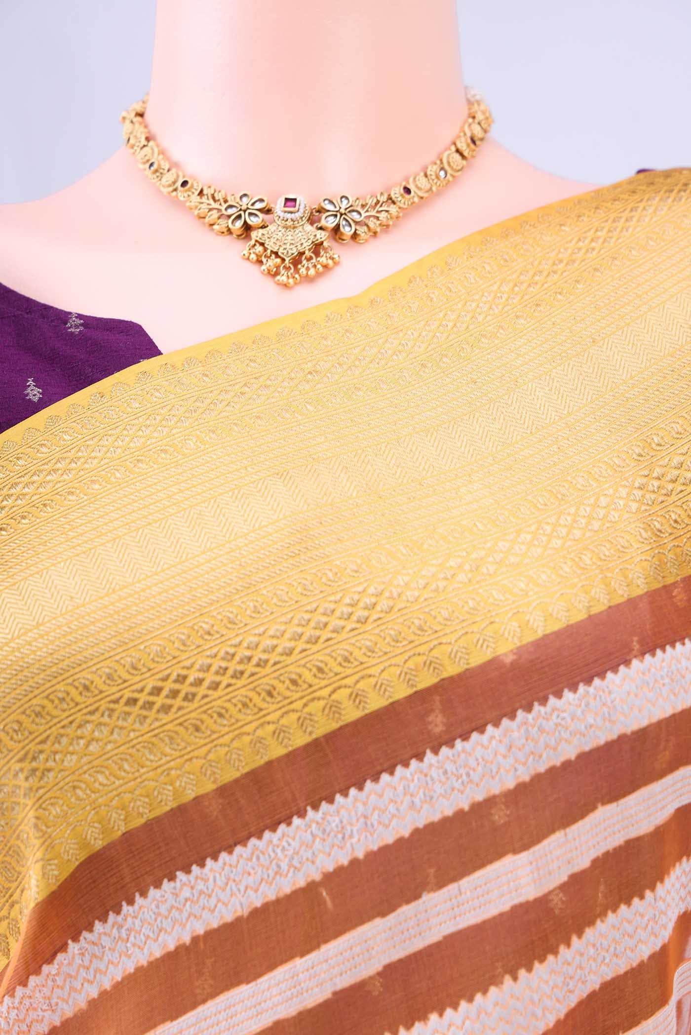 Brick Orange Kora Silk Saree
