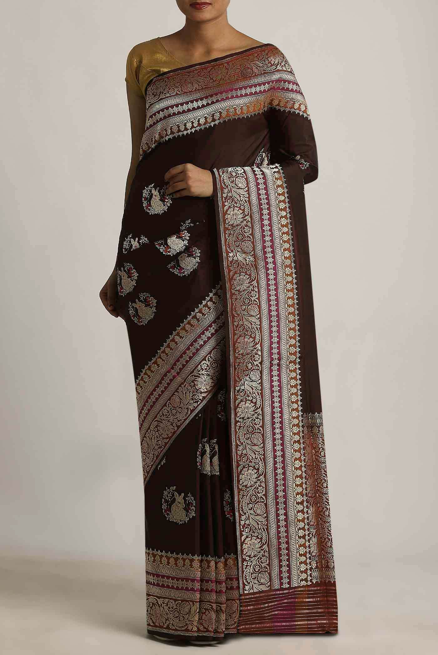 Coffee Brown Banarasi Silk Saree