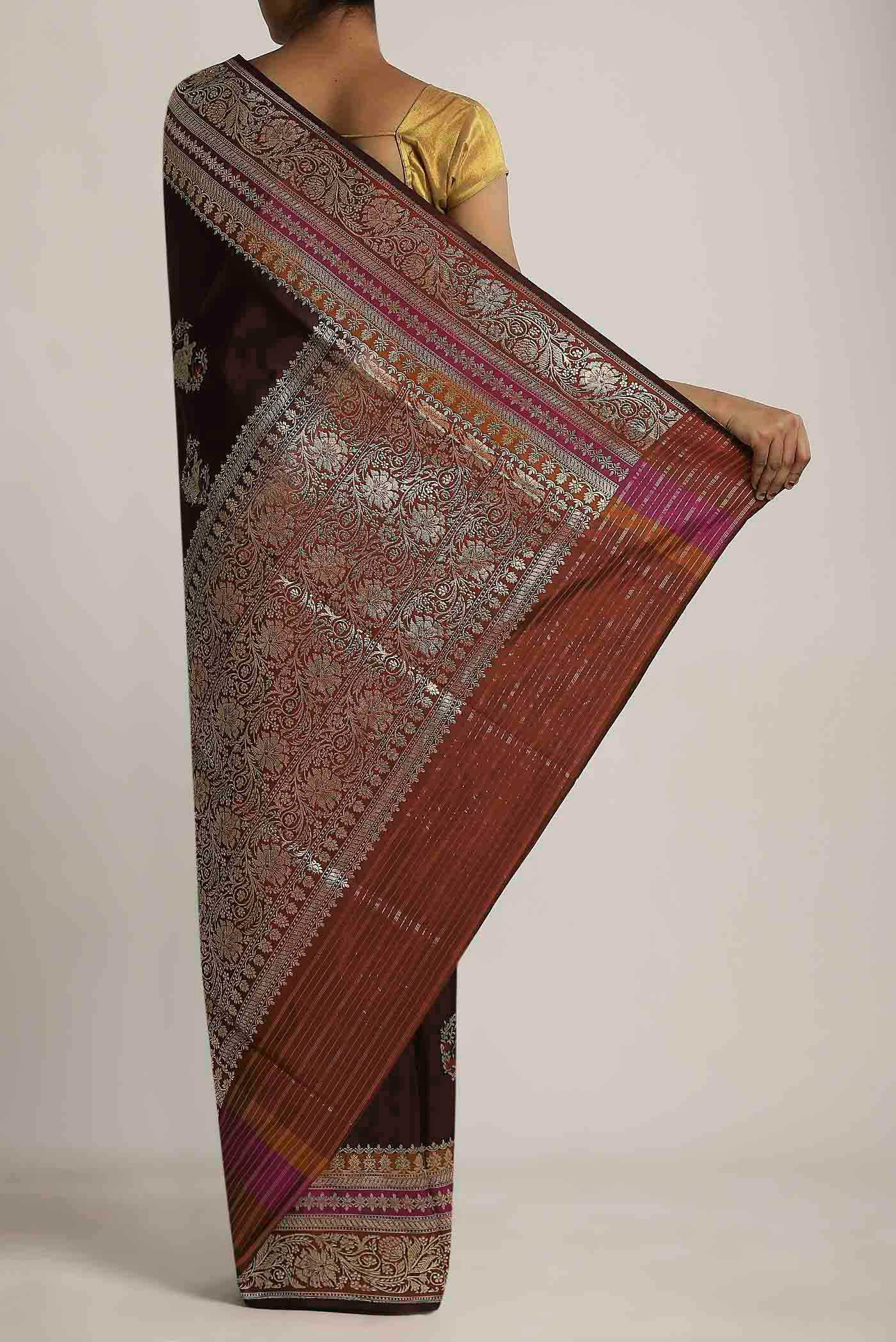 Coffee Brown Banarasi Silk Saree