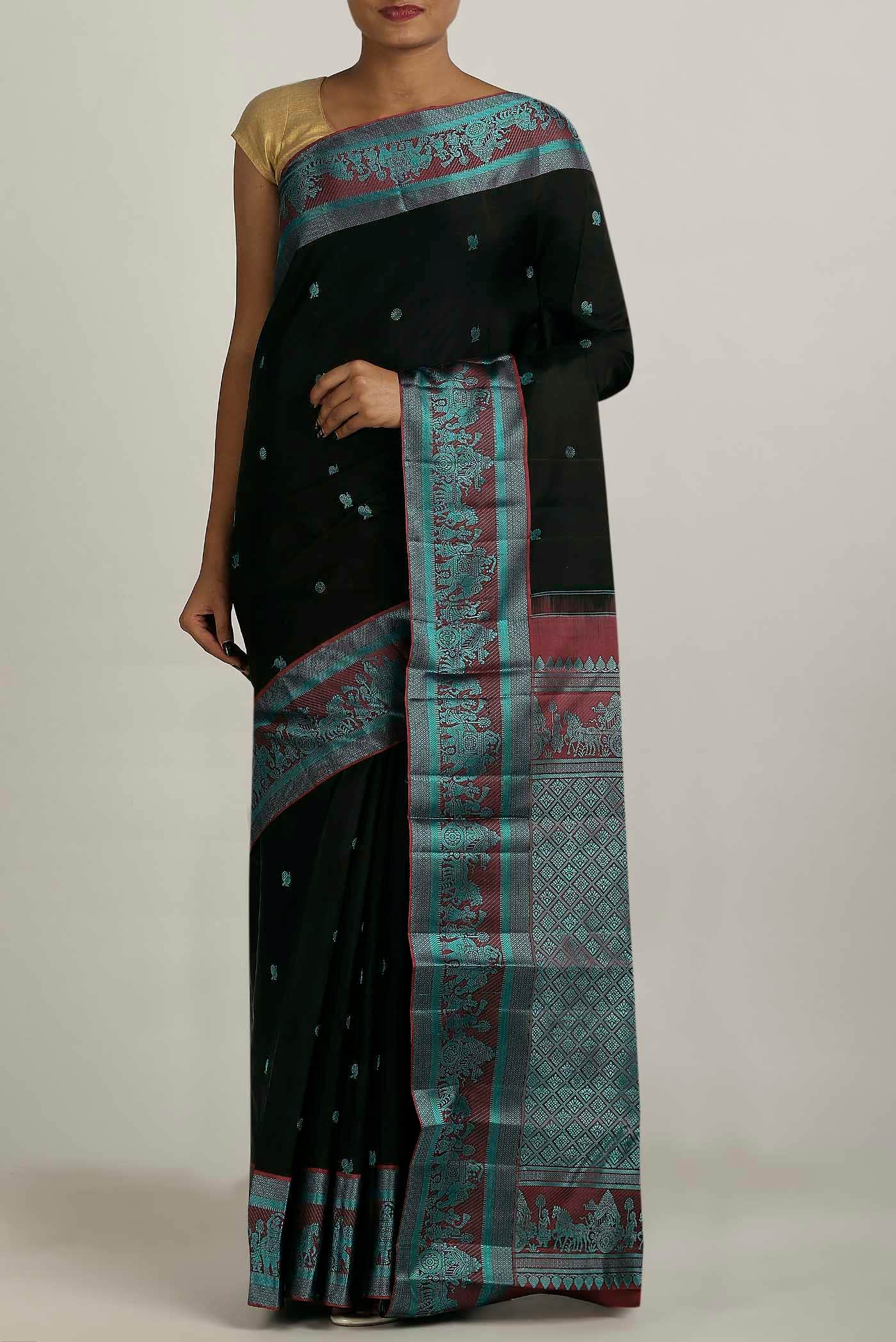 Black Kanchipuram Silk Saree