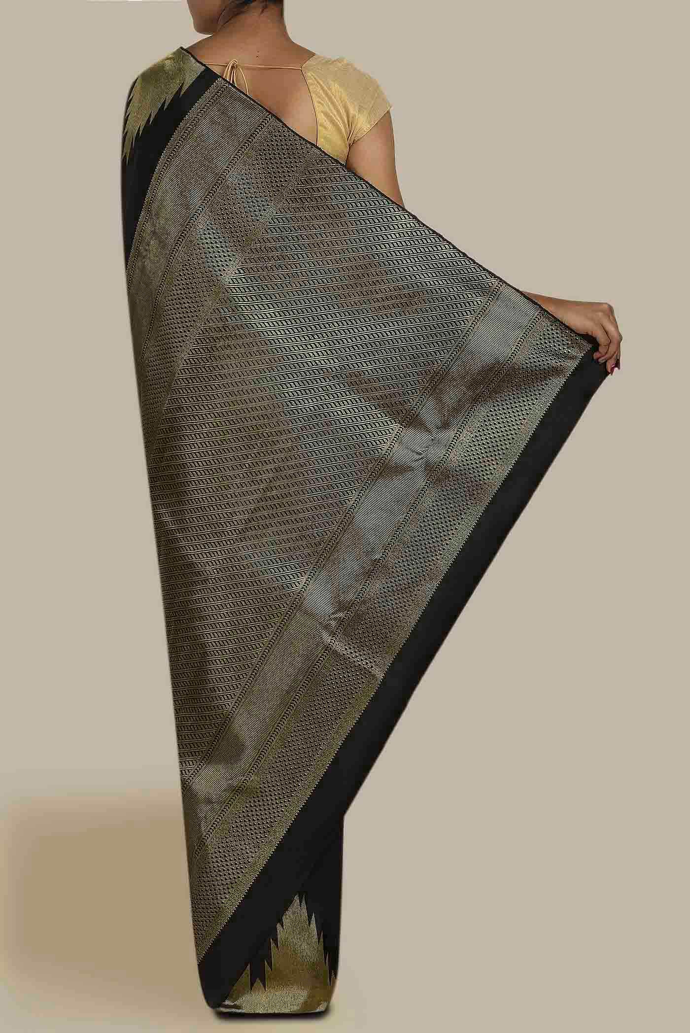 Black Kanchipuram Silk Saree