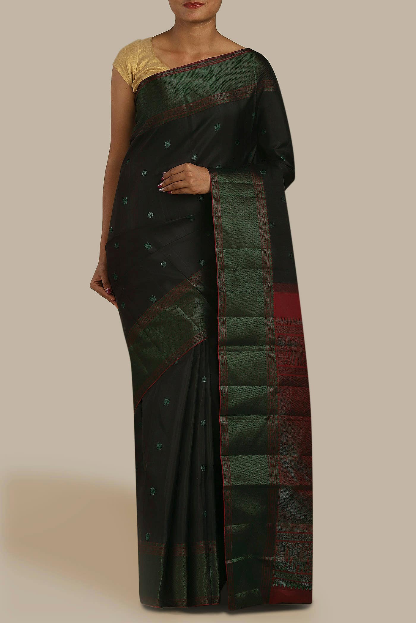 Black Kanchipuram Silk Saree