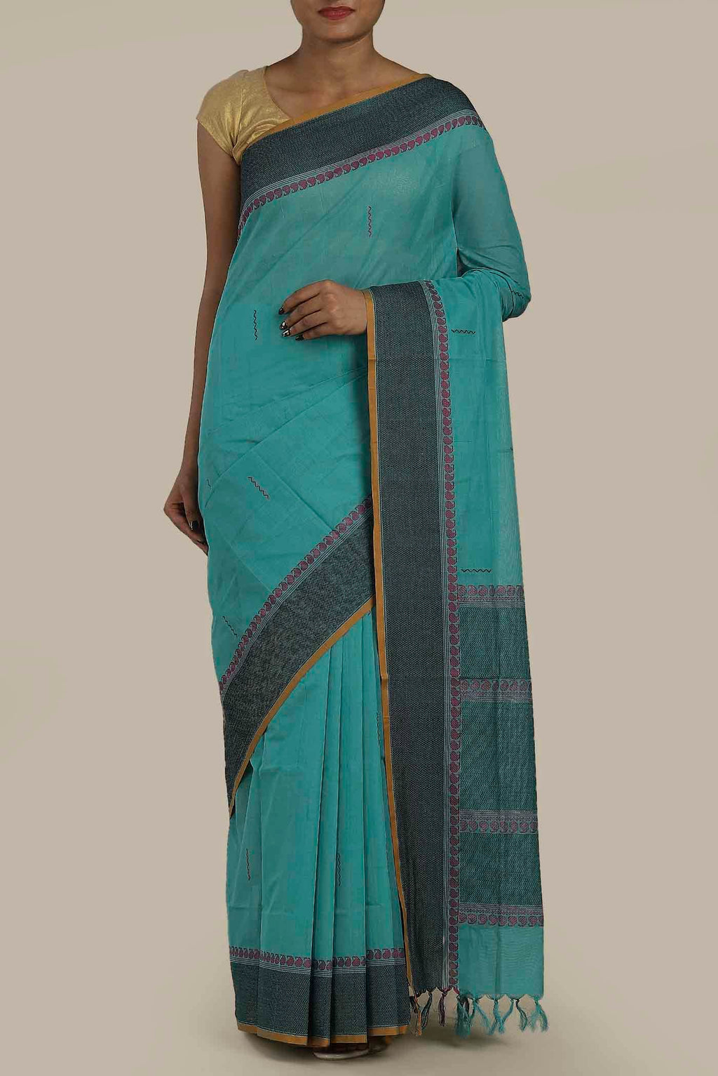 Blue Cotton Saree