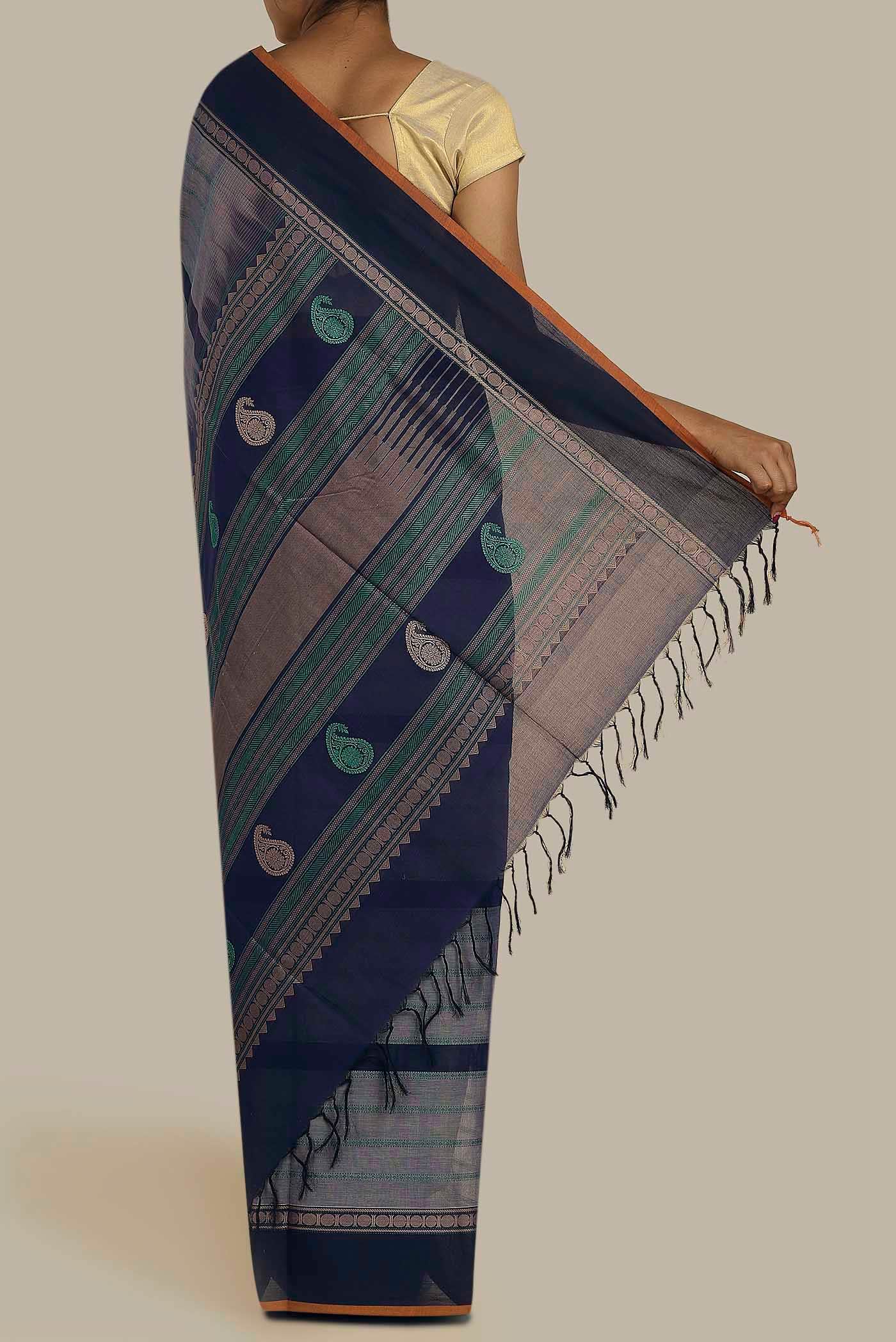 Blue Cotton Saree