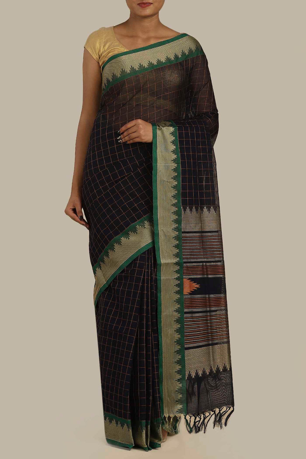 Black Dual Tone Cotton Saree