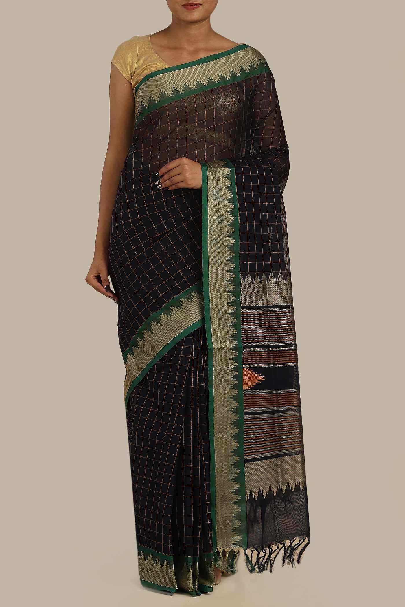Black Dual Tone Cotton Saree