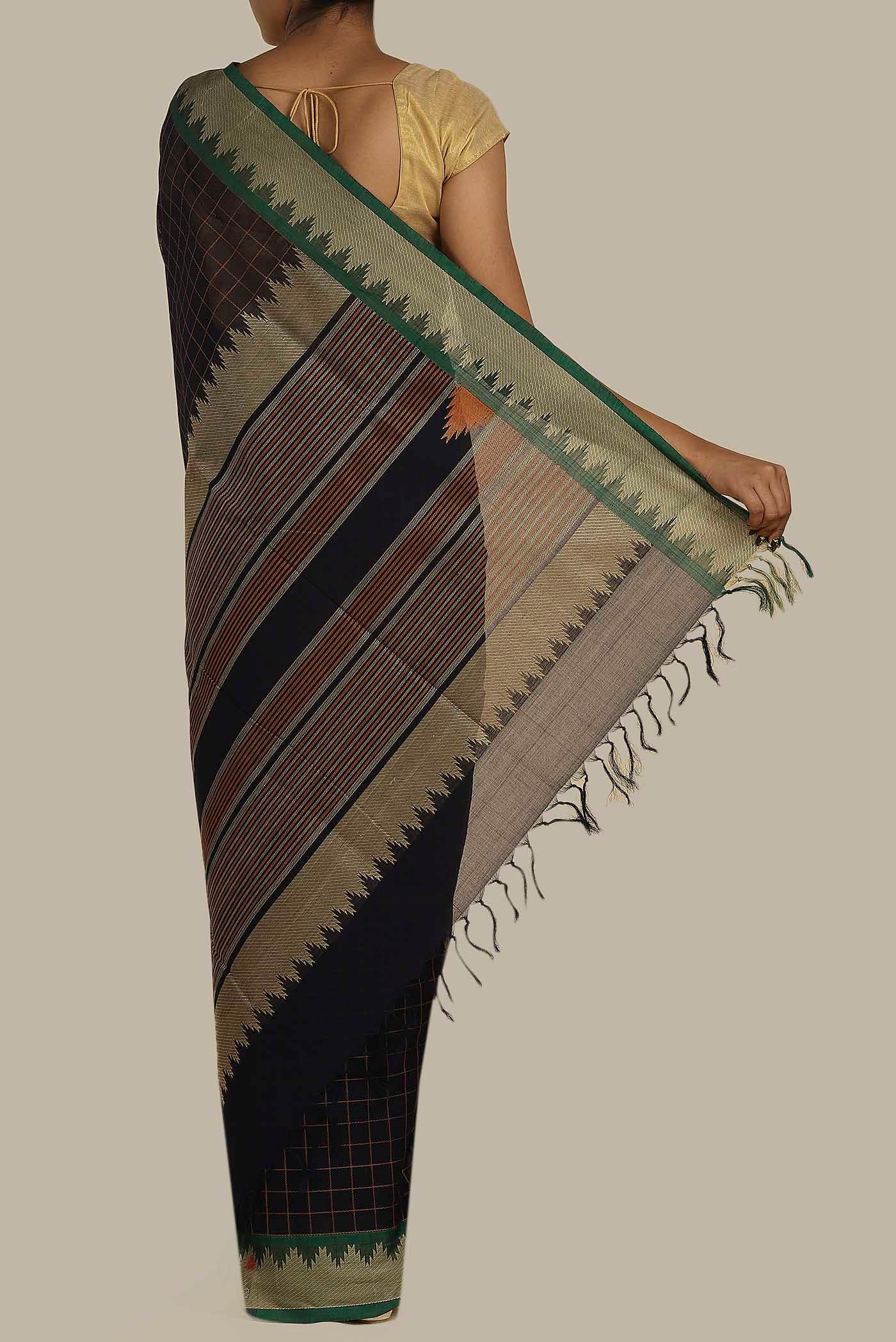 Black Dual Tone Cotton Saree