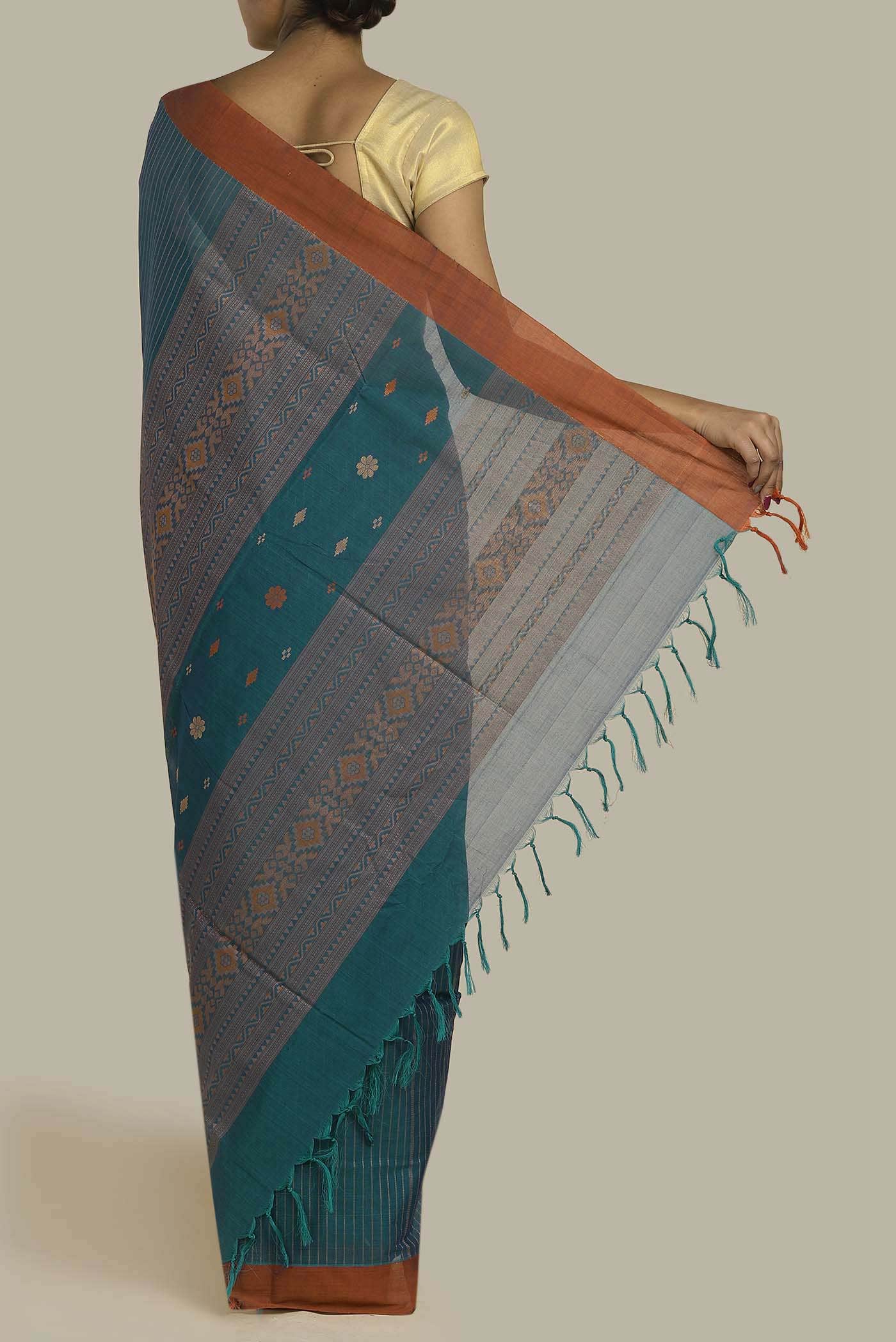 Blue Coimbatore Cotton Saree