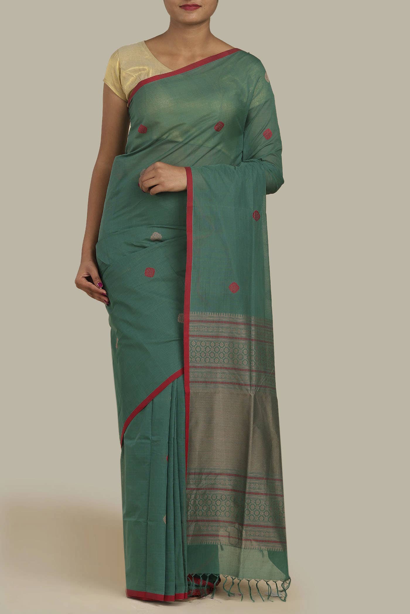 Green Coimbatore Cotton Saree