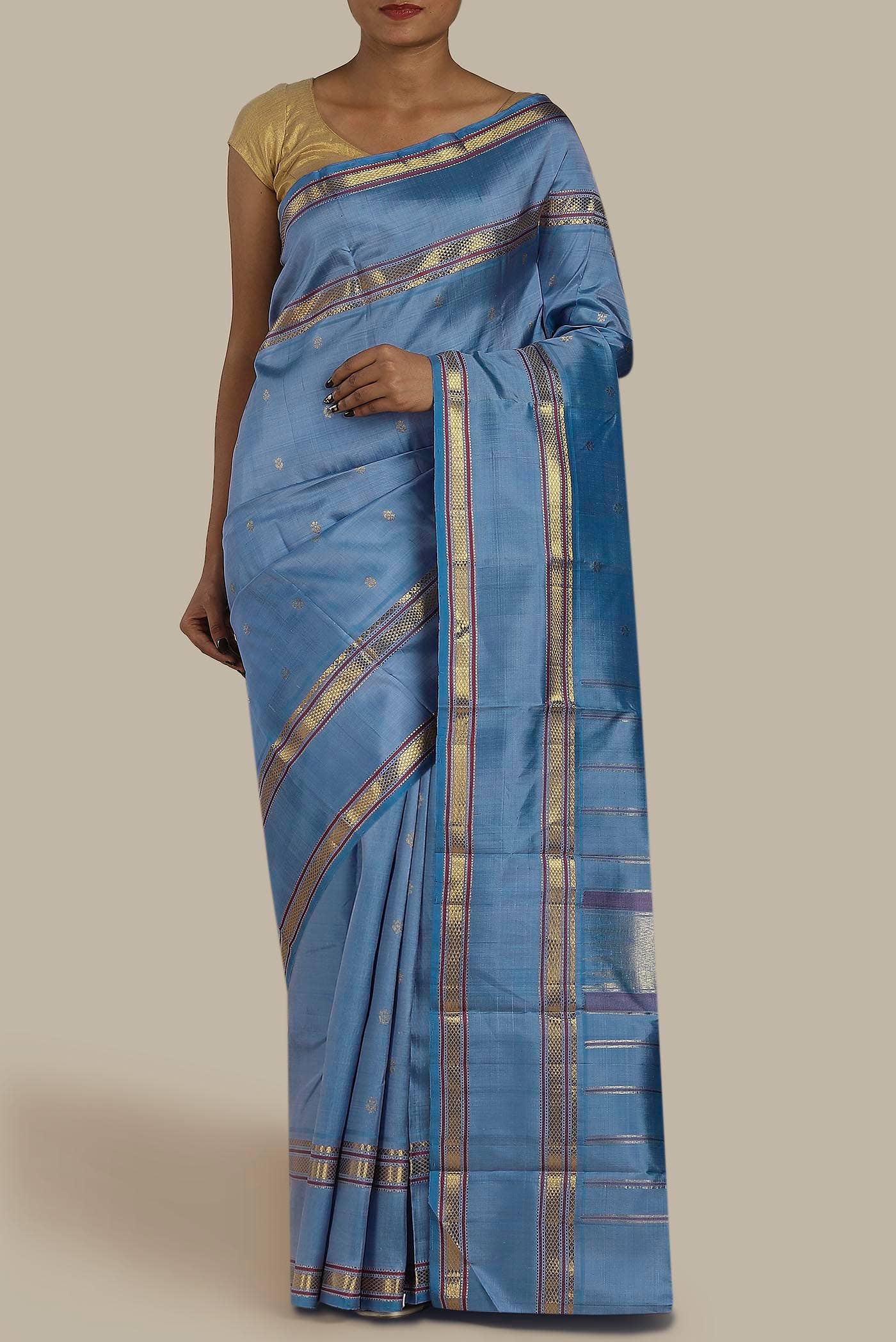 Blue Kanchipuram Silk Saree