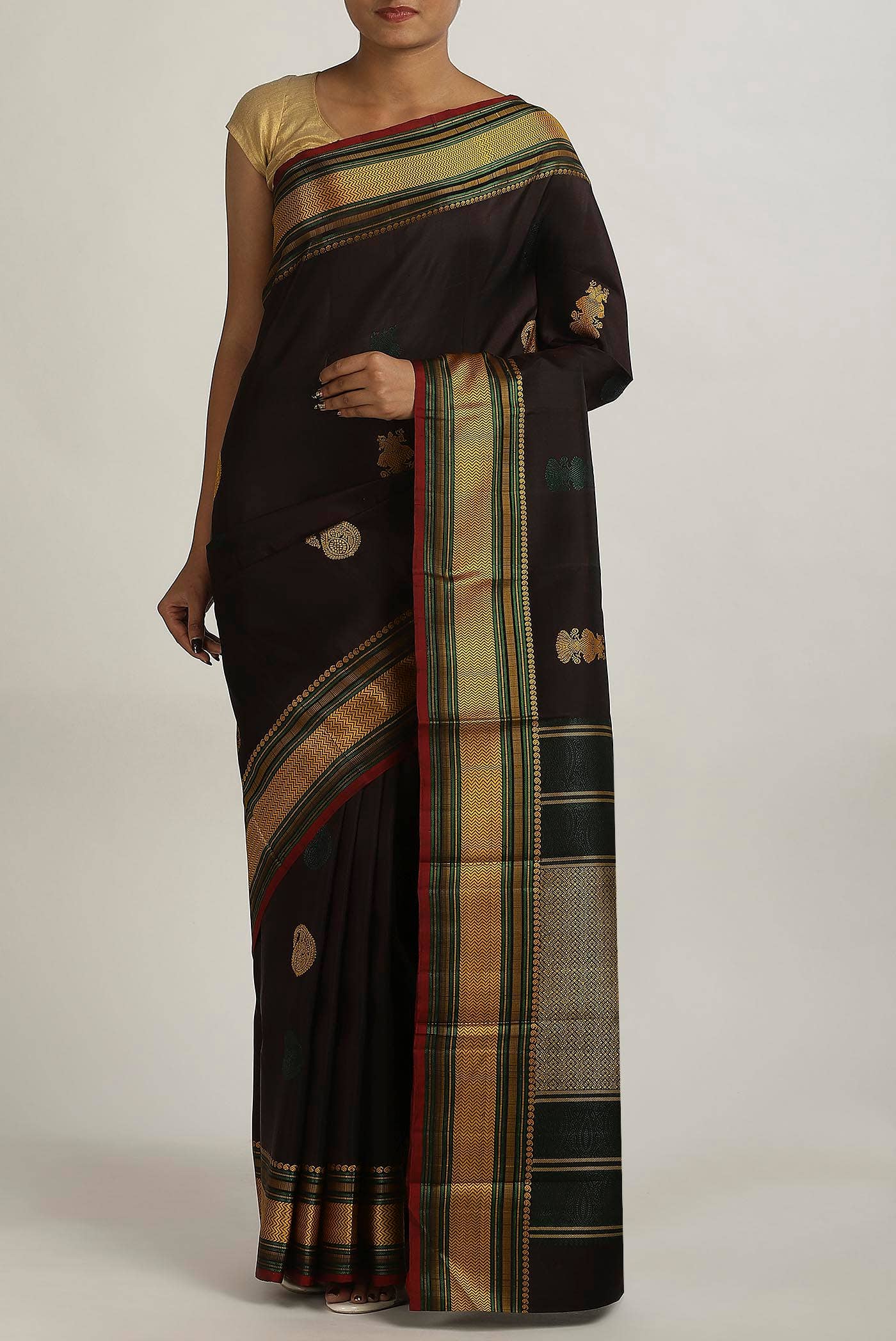 Black Kanchipuram Silk Saree