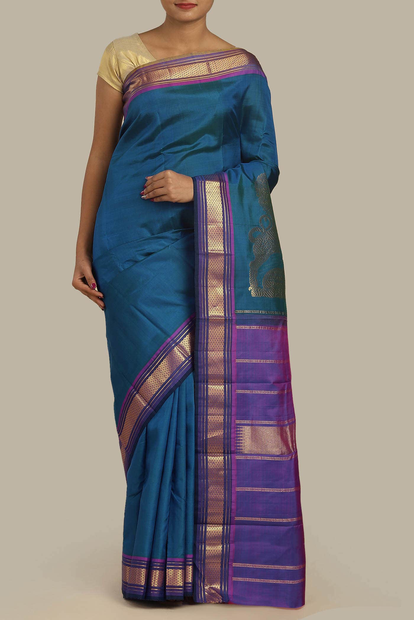 Blue Kanchipuram Silk Saree