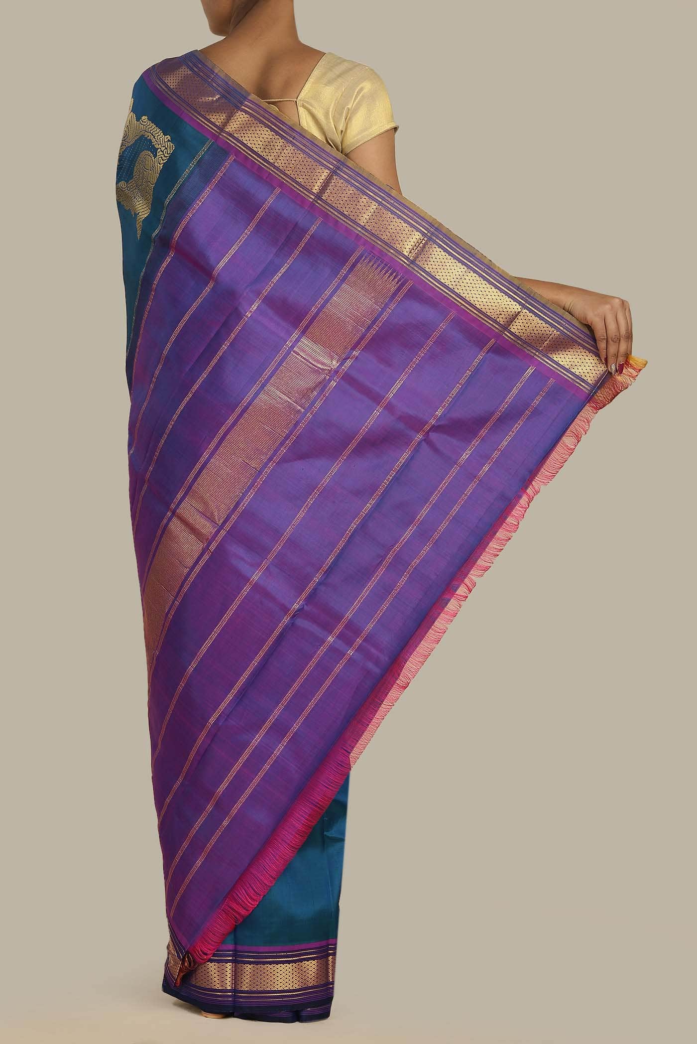 Blue Kanchipuram Silk Saree