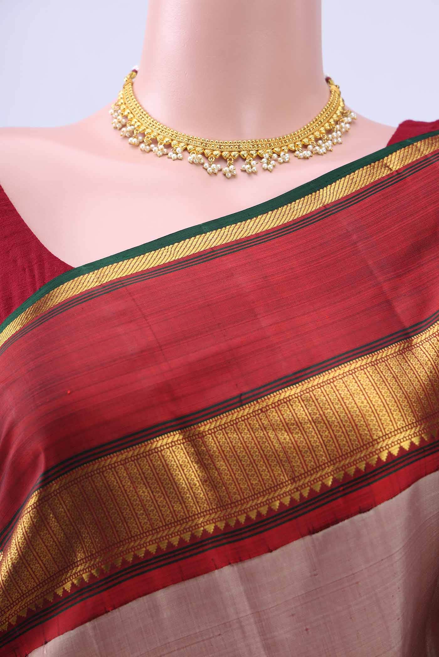 Beige Kanchipuram Silk Saree