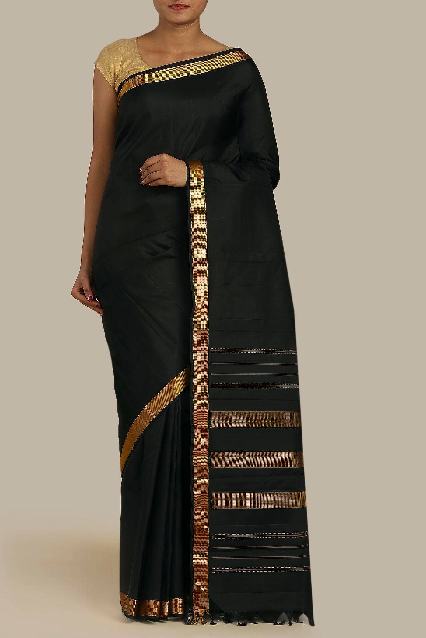 Black Bangalore Silk Saree