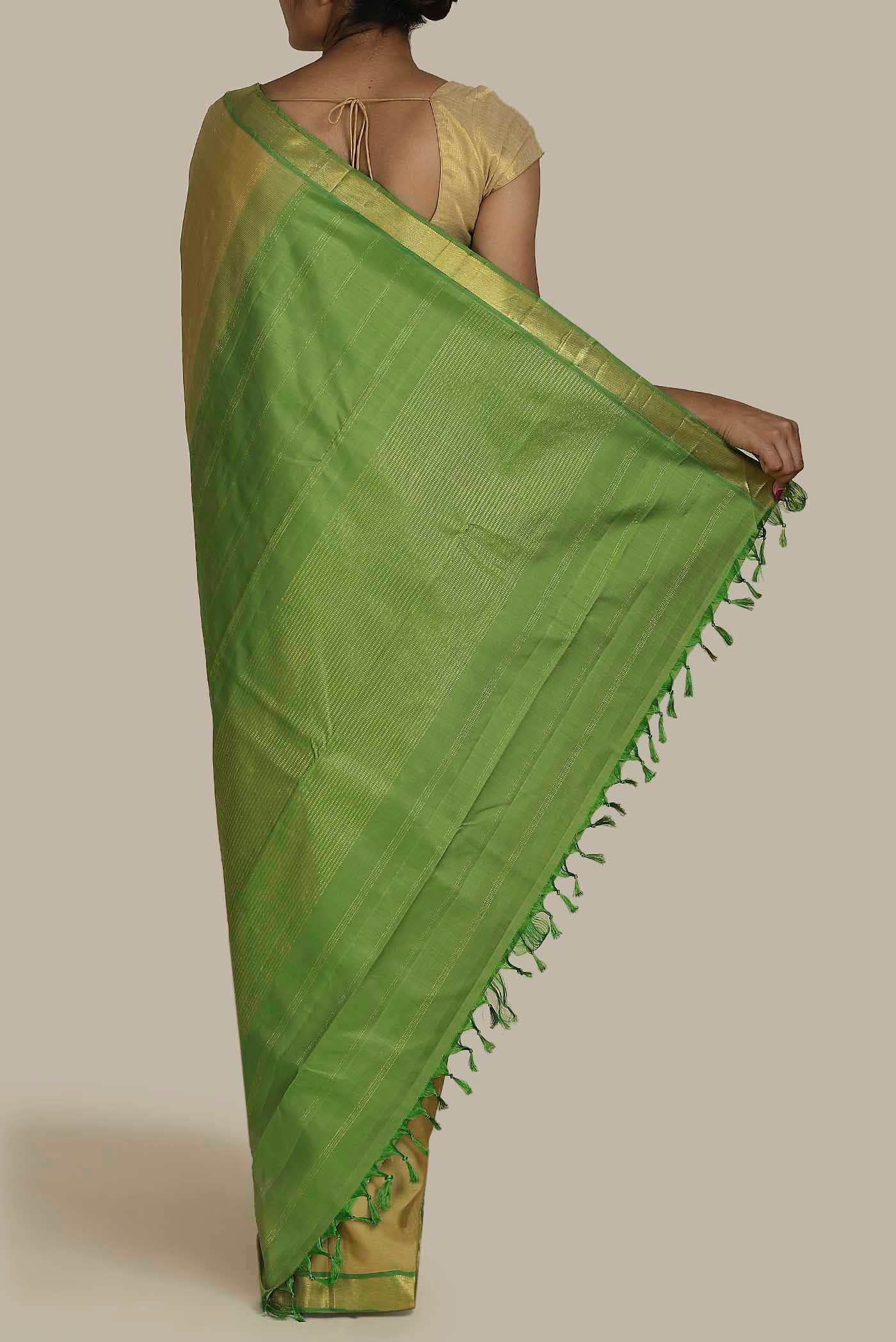 Beige Kanchipuram Silk Saree