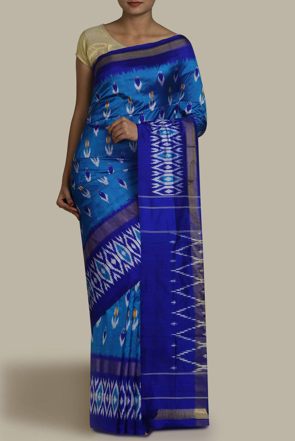 Blue Pochampally Silk Saree