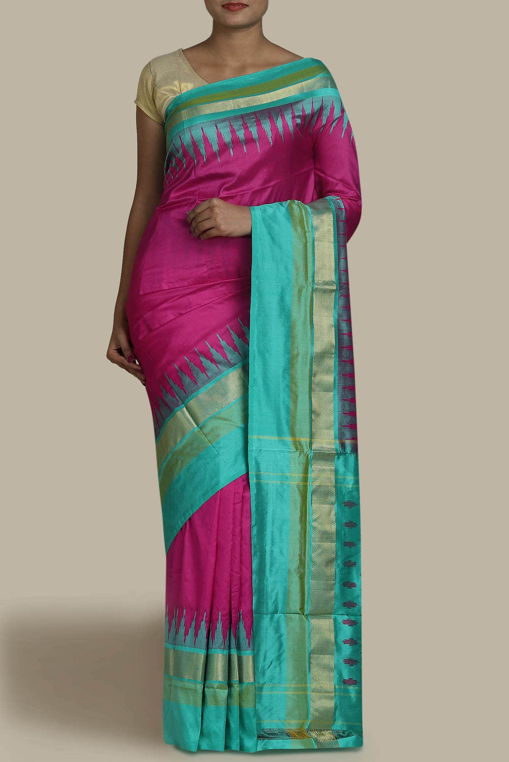 Pink Pochampally Silk Saree
