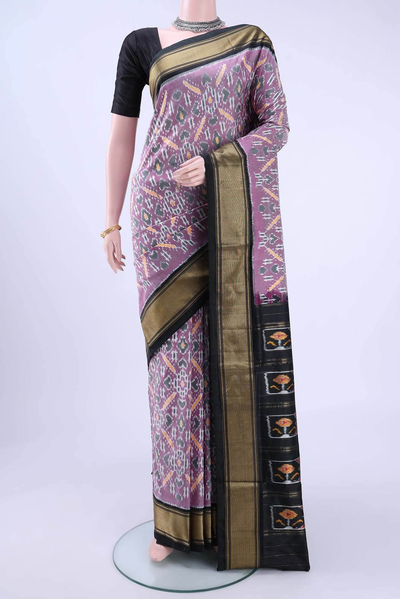 Lilac Pochampally Silk Saree