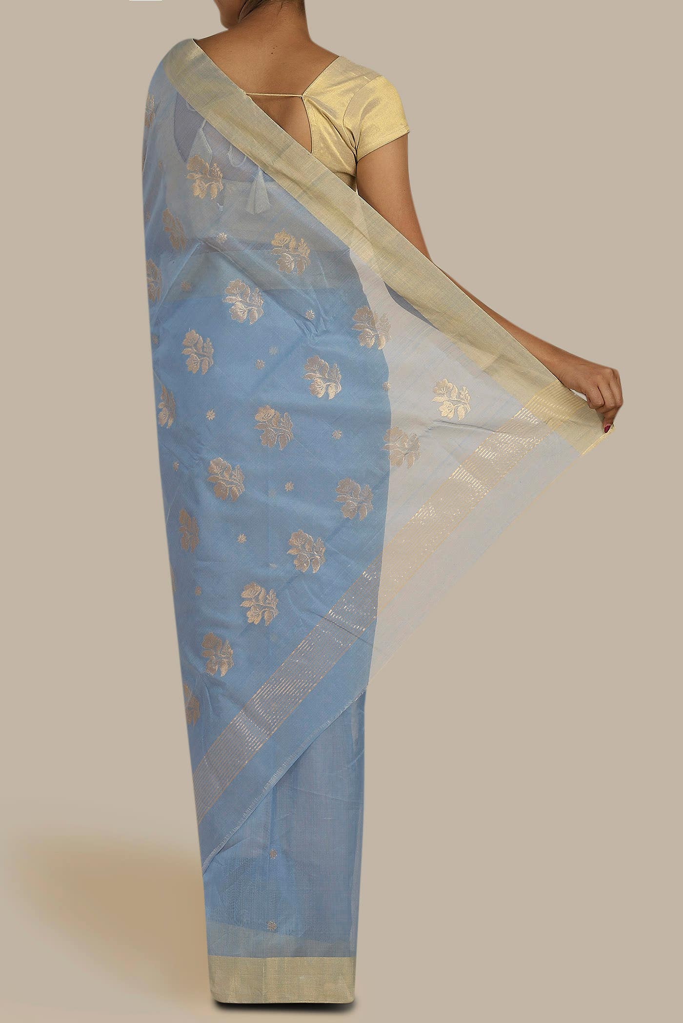 Blue Chanderi Silk Cotton Saree