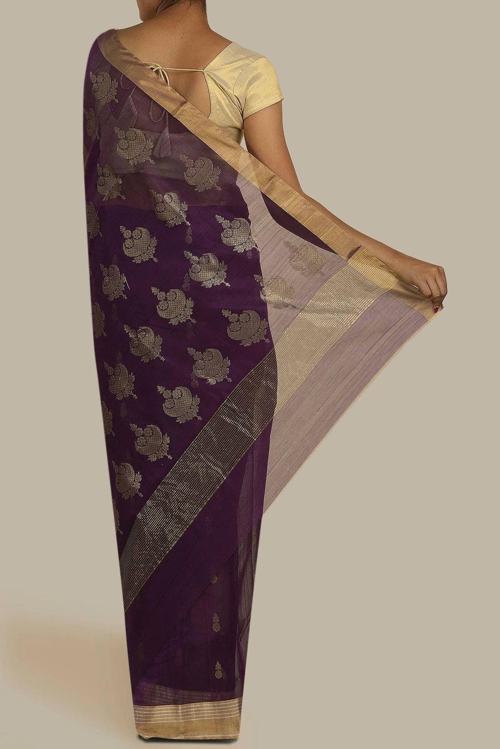 Purple Chanderi Silk Cotton Saree