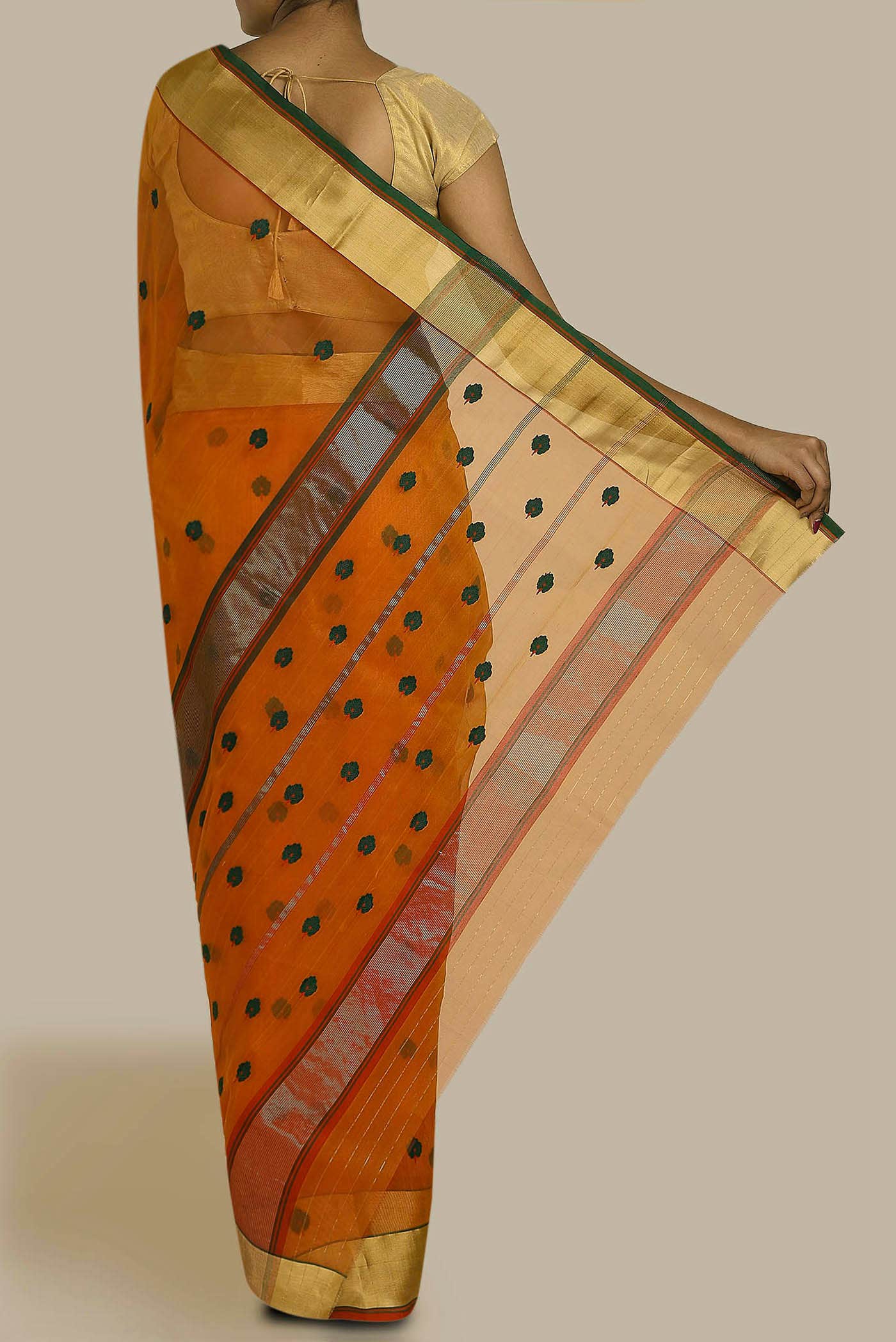 Orange Chanderi Silk Saree