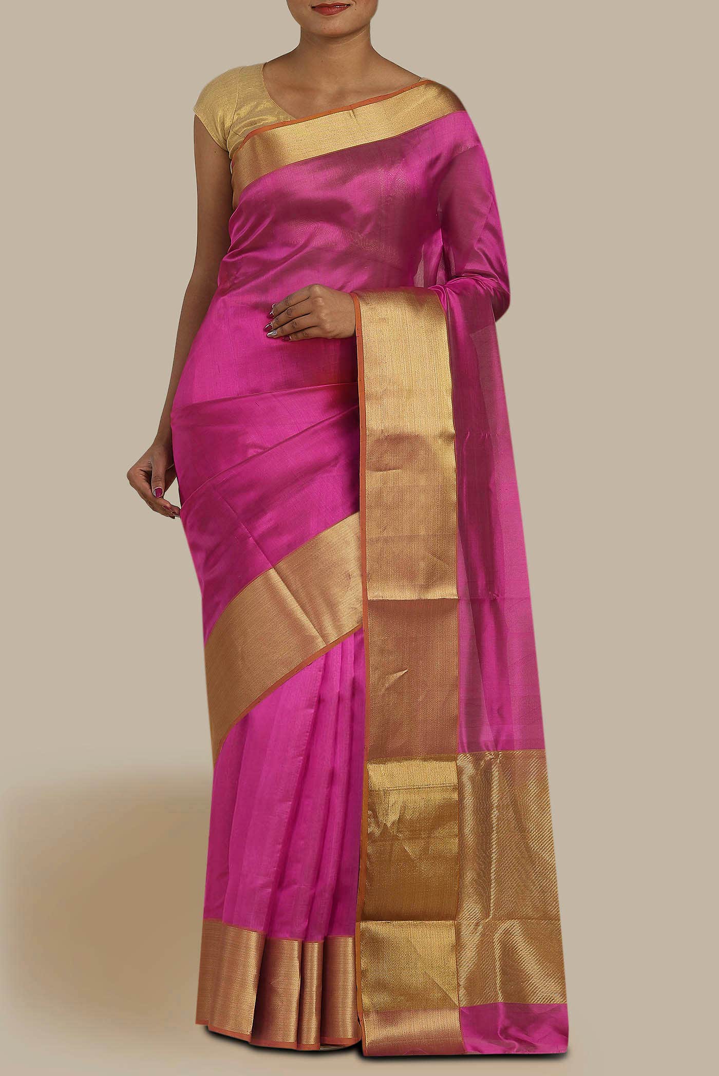Pink Chanderi Silk Saree